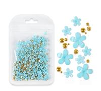 Rhinestones Nail Gems, 4.5g Acrylic Flower Nail Art Rhinestones Gems Multicolor Mixed Size 50 Pcs(D-BH18)