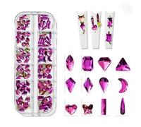 Rhinestones Nail Gems, Hotfix Rhinestones AB Flatback Crystal Multicolor Multiple Sizes 12 Grid Box Nail Art(26)