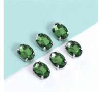 Rhinestones, Oval Shape Glass Crystal Sew on Rhinestones with Silver Claw Handcrafts Strass on Stone Clothing Accessories Shoes Bag DIY(Green,8x10mm20pcs)