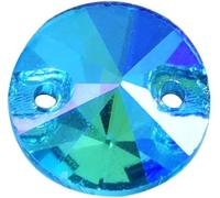 Rhinestones, Round Rivoli Best Glass Crystal AB Sew On Rhinestone Many Colors Flatback Stone Sewing Wedding Dress(Aquamarine Ab)
