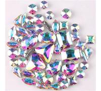 Rhinestones,sew on Rhinestones, Silver Claw Setting Sewing Rhinestone 50Pcs/Bag 11 Shapes Mix Crystals Applique Dress DIY Trim(Crystal AB 50Pcs)