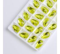 Rhinestones, Sew-on Rhinestones Water Drops Flatback Sew on Stone 2 Holes Glass Crystal for DIY Wedding Dress Accessories(Yellow,7x12mm 72pcs)