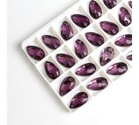 Rhinestones, Sew-on Rhinestones Water Drops Flatback Sew on Stone 2 Holes Glass Crystal for DIY Wedding Dress Accessories(Purple,11x18mm 28pcs)