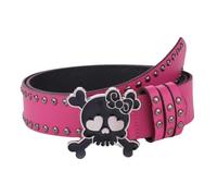 Rhinestones Skull Buckle Belt Rivet Studded Belt Punk Goth Halloween Belt for Jeans Pants Cool Rockers Costume Belts (Pink-E)