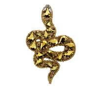 Rhinestones Snake Patch Polychromatic Crystal Snake Applique Sew on Beaded Crystal Badge Snake Patches for Clothes Bag Pants Shoes Hats DIY Projects 2pieces (Gold)