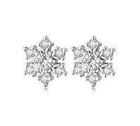 Rhinestones Snowflake Small Stud 925 Sterling Silver Post Christmas Earrings for Women Sparkly Crystal Dainty Winter Flower Cartilage Studs Fashion Earring Xmas Party Holiday Festival Jewelry Gift for