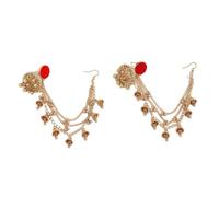 Rhinestones Studded Earrings for Wedding Large Dangle Stylish Ethnic Indian Jewelry Bride Accessories Vintage Gold