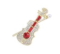 Rhinestones Studded Violin Shape Brooch Lapel Pin Artistic Brooch Pin For Formal Event Outfit Women And Men Unisex Fashion Accessories