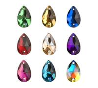 Rhinestones Teardrop Sew-on Rhinestones Glass Crystal Stone Sewing Embroidery Clothes Accessories Stones for DIY Wedding Dress Decor(Light Peach,17x28mm 24Pcs)