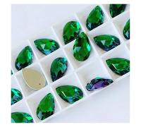 Rhinestones Teardrop Sew-on Rhinestones Glass Crystal Stone Sewing Embroidery Clothes Accessories Stones for DIY Wedding Dress Decor(Emerald,17x28mm 24Pcs)