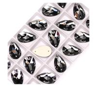 Rhinestones Teardrop Sew-on Rhinestones Glass Crystal Stone Sewing Embroidery Clothes Accessories Stones for DIY Wedding Dress Decor(Black Diamond,17x28mm 6Pcs)
