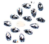 Rhinestones Teardrop Sew-on Rhinestones Glass Crystal Stone Sewing Embroidery Clothes Accessories Stones for DIY Wedding Dress Decor(Light Sapphire,17x28mm 6Pcs)