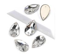 Rhinestones Teardrop Sew-on Rhinestones Glass Crystal Stone Sewing Embroidery Clothes Accessories Stones for DIY Wedding Dress Decor(Crystal,17x28mm 24Pcs)