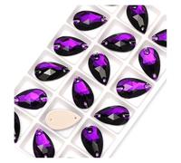 Rhinestones Teardrop Sew-on Rhinestones Glass Crystal Stone Sewing Embroidery Clothes Accessories Stones for DIY Wedding Dress Decor(Purple,17x28mm 6Pcs)