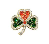 Rhinestones Three Leaf Clover Lapel Pins Shamrock St Patrick's Day Brooch Badge Irish Accessories Gift