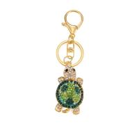 Rhinestones Turtle Keychain, Mini Alloy Shiny Turtle Pendant, Colorful Diamond-studded Turtle Key Ring Pendant for Men and Women(Green)