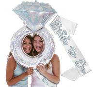 RhinestoneSash Something Blue Before I Do Bridal Shower - Bride Sash & Balloon - Denim and Diamonds Bachelorette Outfit, Silver Coastal Blue2, One size