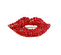 Rhinetone Brooch Clip Lip Fashion Jewelry Sexy Mouth Red Pin Women Brooch Bee Pin (Red, One Size)