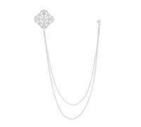 Rhinetone Cross Flower Brooch Lapel Pin for Women Men Dangle Hanging Layered Long Chain Tassel Fashion Wedding Party Groom Brooches Dress Suit Shirt Tuxedo Bouquet Corsage Pins Dainty Jewelry Deco, S