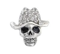Rhinetsone Skull Hat Brooch Pin for Women Men Unisex Hyopallergenic Crystal Vintage Gothic Retro Skeleton Brooches Lapel Pin Black Enamel Halloween Skull Statement Dress Bag Hat Accessories Jewelry