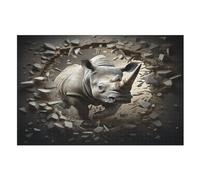 Rhino 1000 Piece Jigsaw Puzzles for Adults Wooden Puzzle Challenging Game Family for Gifts （75×50cm）