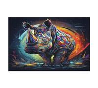 Rhino 1000 Pieces Jigsaw Puzzles For Adults Suitable For Children 12 And Up Wooden Puzzle （75×50cm）