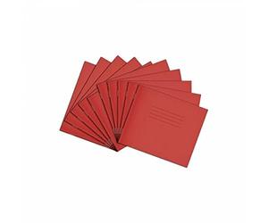 Rhino 138 x 165 Exercise Books, 24-Page / 11mm Lined Paper Notebook, 10-Pack, Writing Book, Office & School Stationery Supplies, Red