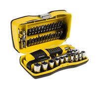 Rhino 39-Piece Socket Set with Ratchet Wrench & Screwdriver Bit Holder - Chrome Vanadium Steel - 9 Sockets & 24 Bits (Flat, PH, PZ, T, H)