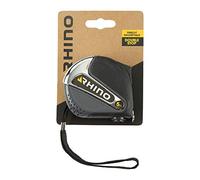 RHINO 46222 5 m Tape Measure with Magnetic Tip (Magnetic) with Double Stop Hook for Belt, EU Mid Class II Standard, Length 5 m x Width 19 mm, NC, 19 mm
