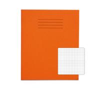 Rhino 8 x 6.5 Exercise Book 48 Page Orange Ruled 5mm Squares S5 (Pack 100) - VEX342-312-2