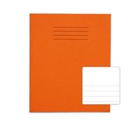 Rhino 8 x 6.5 Exercise Books, 48-Page/Top Half Blank & Bottom Half 12mm Lined Paper Notebook, 100-Pack, Writing Book, Office & School Stationery Supplies, Orange