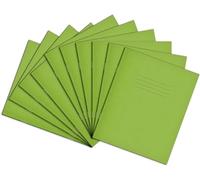 Rhino 8 x 6.5 Exercise Books, 32-Page/Top Half Blank & Bottom Half 8mm Lined Paper Notebook, 10-Pack, Writing Book, Office & School Stationery Supplies, Light Green