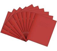 RHINO 8 x 6.5" Exercise Books, 48 Page / 12mm Lined Paper Notebook, 10 Pack, Writing Book, Office & School Stationery Supplies, Red