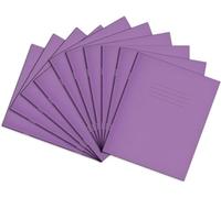 RHINO 8 x 6.5" Exercise Books, 48-Page / 8mm Lined with Margin Paper Notebook, 10-Pack, Writing Book, Office & School Stationery Supplies, Purple
