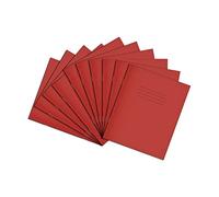 Rhino 8 x 6.5 Exercise Books, 48 Page / 8mm Lined with Margin Paper Notebook, 10 Pack, Writing Book, Office & School Stationery Supplies, Red