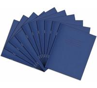 Rhino 8 x 6.5 Exercise Books, 80 Page / 8mm Lined with Margin Paper Notebook, 10 Pack, Writing Book, Office & School Stationery Supplies, Dark Blue