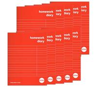 Rhino 5-Day Week Homework Diary (8 x 6) | Red | 84 Pages / 10-Pack - Ideal for Organising Homework