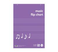 Rhino A1 Educational Music Flipchart Pad 30 Leaf 20 Music 5 Stave Ruling with Plain Reverse (Pack 5) - REMFC-0