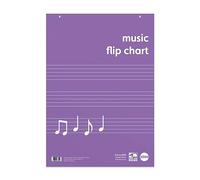 Rhino A1 Music Flip Chart Paper Pad, 60-Page / 20 Music 5 Stave Ruling with Plain Reverse, 5-Pack, 30-Leaf, Office & School Stationery Supplies