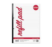 RHINO A4 Refill Pad, Writing Pad, 320 Page / 8mm Lined with Margin, 1 Pack, White Hole Punched Side Binding Writing Paper, Office & School Stationery Supplies