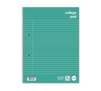 RHINO A4+ College Pad Notebook, 140 Page / 8mm Lined with Margin Writing Book, 1 Pack, Spiral Wirebound Pad, Education & Office Stationery Supplies