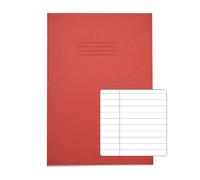 Rhino A4 Exercise Book 32 Page Feint Ruled 8mm With Margin Red (Pack 100) - VDU014-165-8