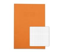Rhino A4 Exercise Books, 64-Page / 5mm Squared Paper Notebook, 50-Pack, Office & School Stationery Supplies, Orange