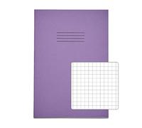 Rhino A4 Exercise Book 64 Page, Purple, 7mm Squared Pages (Pack 50)