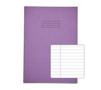 Rhino A4 Exercise Books, 64-Page / 8mm Lined with Margin Paper Notebook, 50-Pack, Office & School Stationery Supplies, Purple