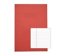 Rhino A4 Exercise Books, 64-Page / 6mm Lined with Margin Paper Notebook, 50-Pack, Office & School Stationery Supplies, Red