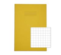 Rhino A4 Exercise Book 64 Page, Yellow, 10mm Squared Paper (Pack 50)