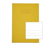 Rhino A4 Exercise Book 64 Page, Yellow, Top Blank & 13mm Rules Pages (Pack 50)