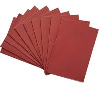 Rhino A4 Exercise Books, 32 Page/Top Half Blank & Bottom Half 15mm Lined Paper Notebook, 100 Pack, Office & School Stationery Supplies, Red