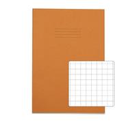 Rhino A4 Exercise Books, 64 Page / 10mm Squared Paper Notebook, Office & School Stationery Supplies (Orange, 50 Pack)